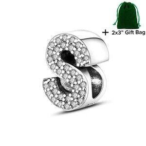 S Letter Charm Bead | 925 Silver | Brand New